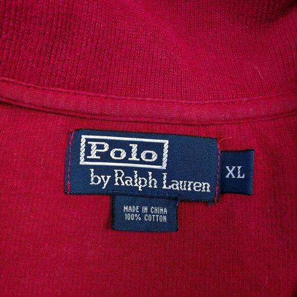 VTG Polo Ralph Lauren Quarter Zip Sweater Men's XL Red Winter Classic Fit FLAW - Picture 4 of 7